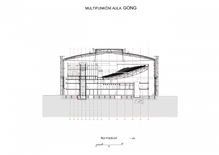 AP ATELIER, Multifunkční aula Gong, řez – foto
