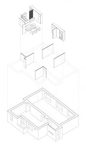 Byt P, TOITO architekti, axonometrie