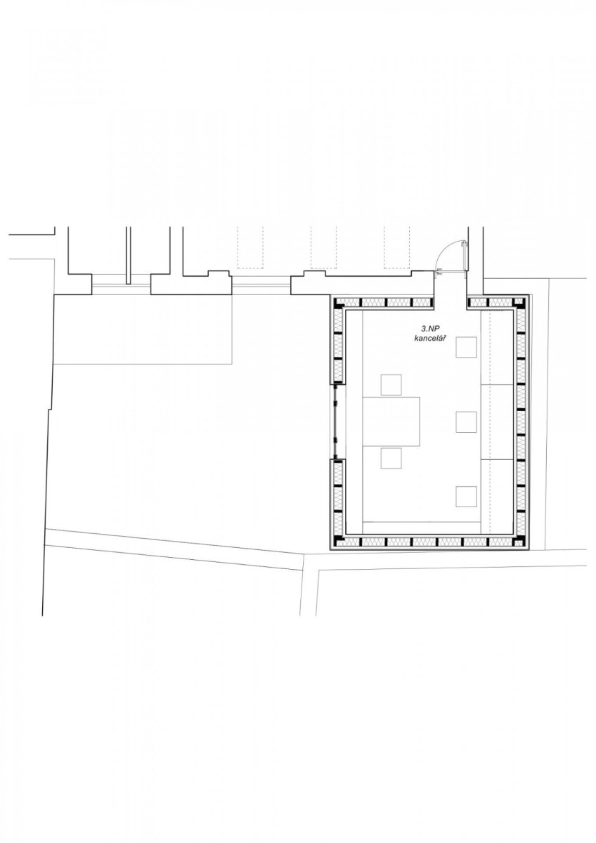 Přístavba kanceláře ve Vysokém Mýtě, Prokš Přikryl architekti / Martin Prokš, Marek Přikryl, půdorys 3NP