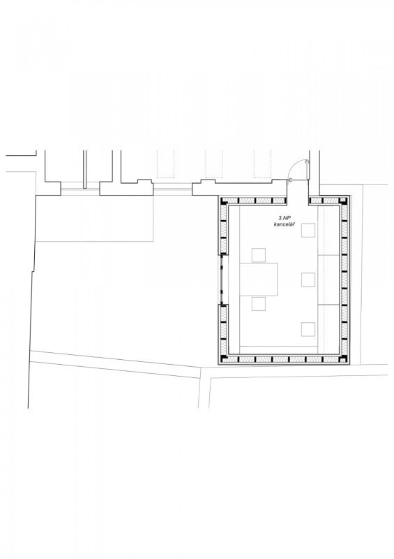 Přístavba kanceláře ve Vysokém Mýtě, Prokš Přikryl architekti / Martin Prokš, Marek Přikryl, půdorys 3NP