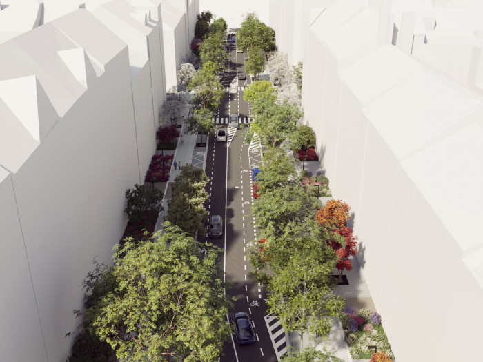 průhled směrem k ulici Nad Královskou oborou