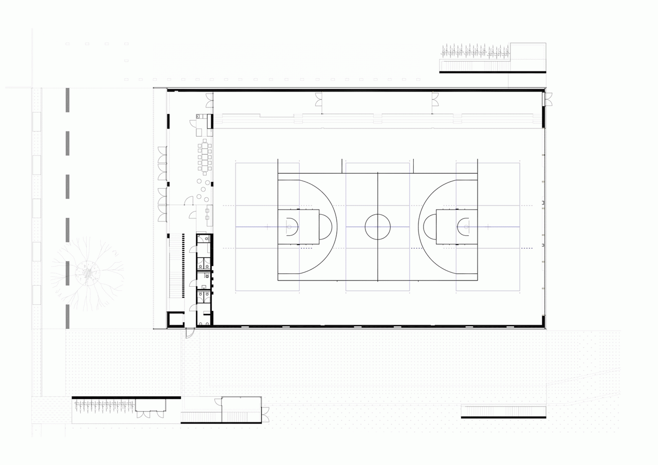 Dietger Wissounig Architekten, Sportovní hala St. Martin, půdorys 1.NP - foto