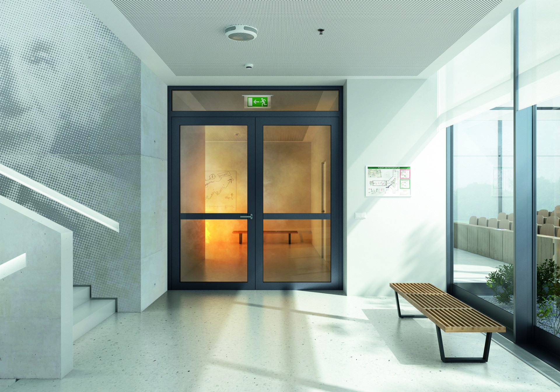 Schüco FireStop ADS 90 FR 90 kombinuje design, účinnost a flexibilitu v&nbsp;jediném protipožárním systému s 90minutovou požární odolností. Zdroj: Schüco CZ