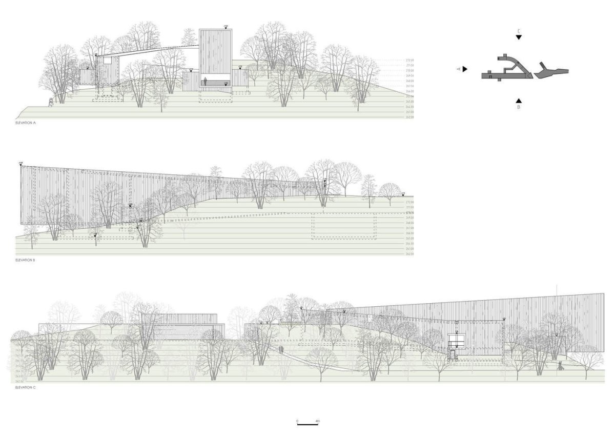 Saya Park, pohledy na umělecký pavilon, Alváro Siza, Carlos Castanheira