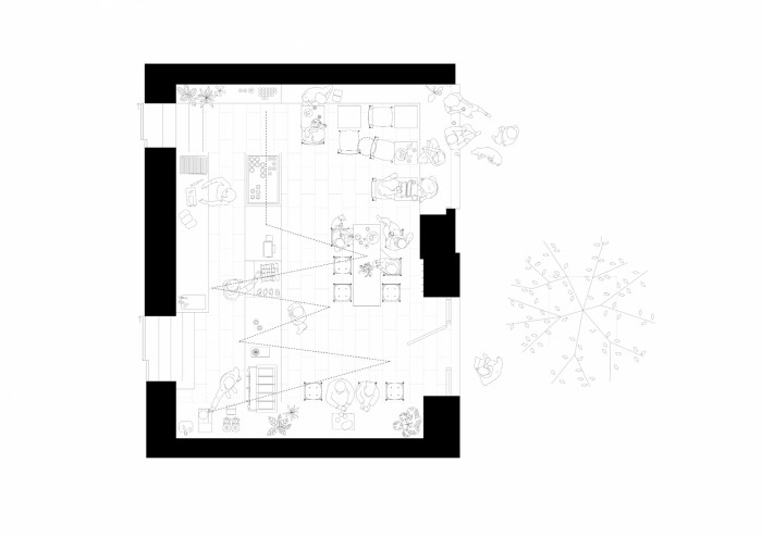 Kro Café, NEUHÄUSL HUNAL / David Neuhäusl, Matěj Hunal, půdorys