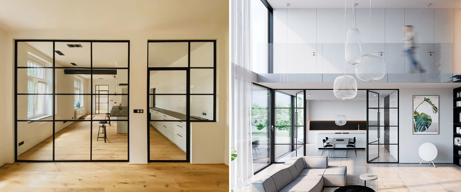 Industriální prosklená příčka není jen výrazným stylotvorným prvkem - je to symbol elegance a inteligentního designu.