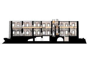 Rekonstrukce paláce hradu Helfštýna, řez-a, Atelier-r / Miroslav Pospíšil, Martin Karlík