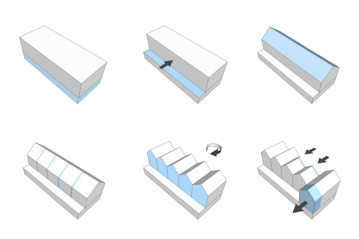 Sociální byty obce Bílovice nad Svitavou, ČTYŘSTĚN architekti / Milan Joja, Karel Kubza, Tomáš Págo, schéma