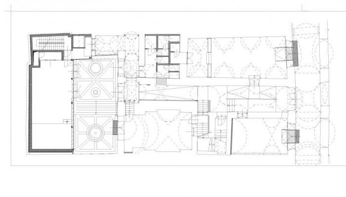Rekonstrukce a dostavba hlavní budovy Regionálního muzea v Kolíně, půdorys 1NP, IHARCH