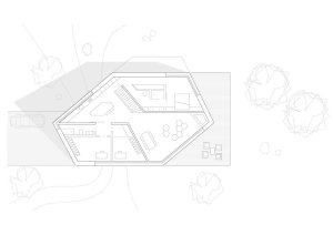 Rodinný dům E20, půdorys 1. NP, Steimle Architekten BDA