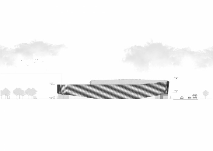 Revitalizace zimního stadionu v Opavě, Qarta Architektura, pohled východní