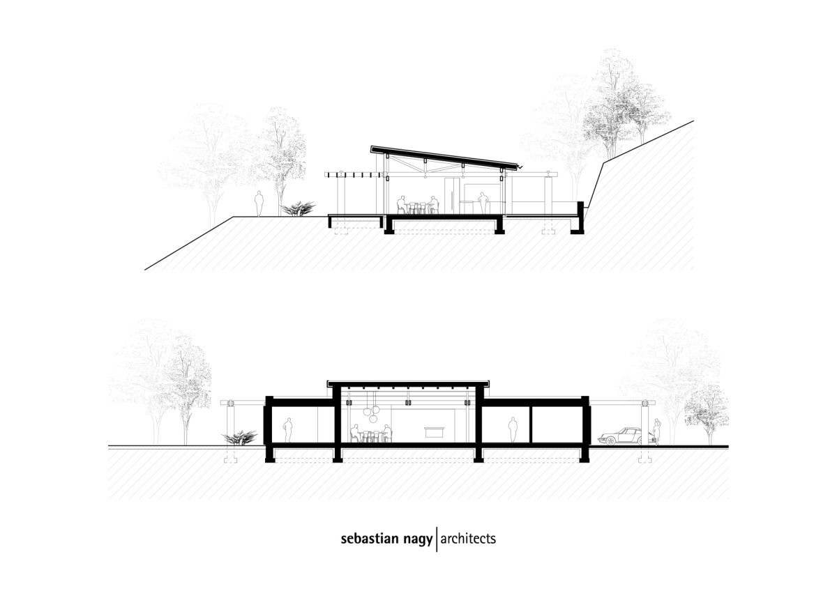 Řezy (Villa VICUS v Nitře; sebastian nagy architects)