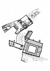 Studio Andreas Heller GmbH Architects & Designers, Evropské muzeum hanzy, 1.NP nové budovy, 2.NP nové budovy a 1.NP kláštera, výkres