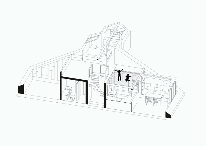 Vršovické podkroví, schéma, Mooza architecture / Klára Kuncová (Císařovská)