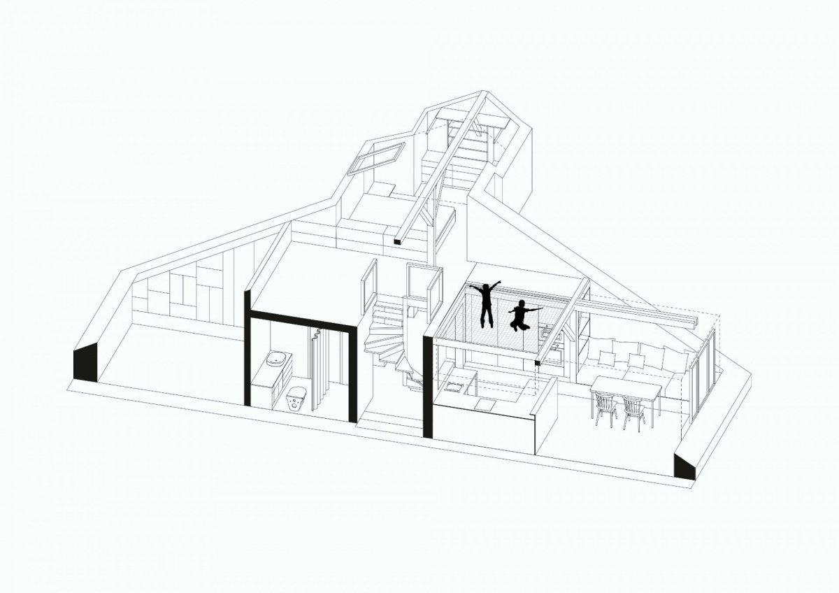 Vršovické podkroví, schéma, Mooza architecture / Klára Kuncová (Císařovská)