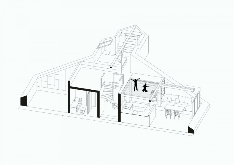 Vršovické podkroví, schéma, Mooza architecture / Klára Kuncová (Císařovská)