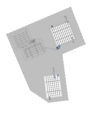 Půdorys vodojemů (Rekonstrukce areálu vodojemů na Žlutém kopci v Brně, David Prudík architekti)