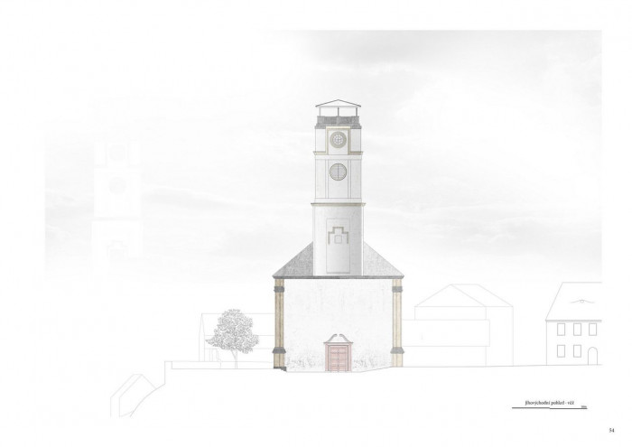 Jiří Lukáš, Centrum Jablonného v Podještědí, věž kostela, pohled JV – foto