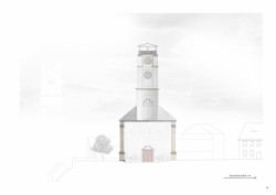 Jiří Lukáš, Centrum Jablonného v Podještědí, věž kostela, pohled JV – foto