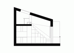 Mooza architecture, Interiér mezonetového bytu v Holešovicích, řez- foto