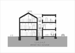 Architekt Ondřej Tuček, Přístavba a rekonstrukce obecní školy Hovorčovice, řez příčný – foto