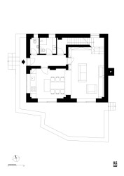 Půdorys 1. NP (Rodinný dům Chřibská od 0,5 Studio)