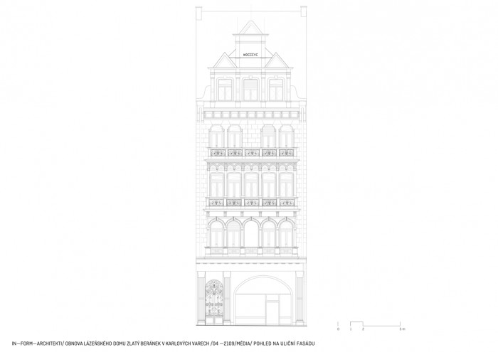 Obnova lázeňského domu Zlatý Beránek v Karlových Varech, pohled, IN-FORM-ARCHITEKTI