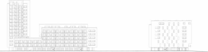 Polyfunkční soubor Seberíniho, PMArchitekti - POHLED VÝCHODNÍ