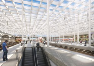 Dopravní terminál Smíchov, A69 architekti. Vizualizace: DOUSEK-ZÁBORSKÝ