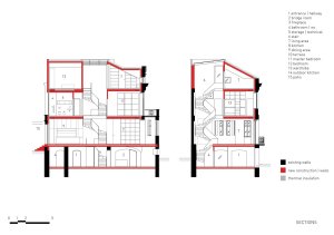 White Concrete Old House, řez, I/O architects