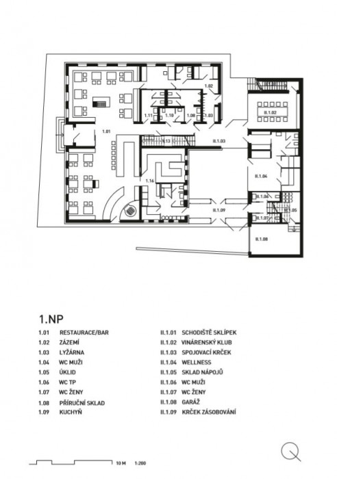 Chata Hradečanka, půdorys 1NP, OK PLAN ARCHITECTS