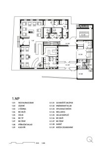 Chata Hradečanka, půdorys 1NP, OK PLAN ARCHITECTS