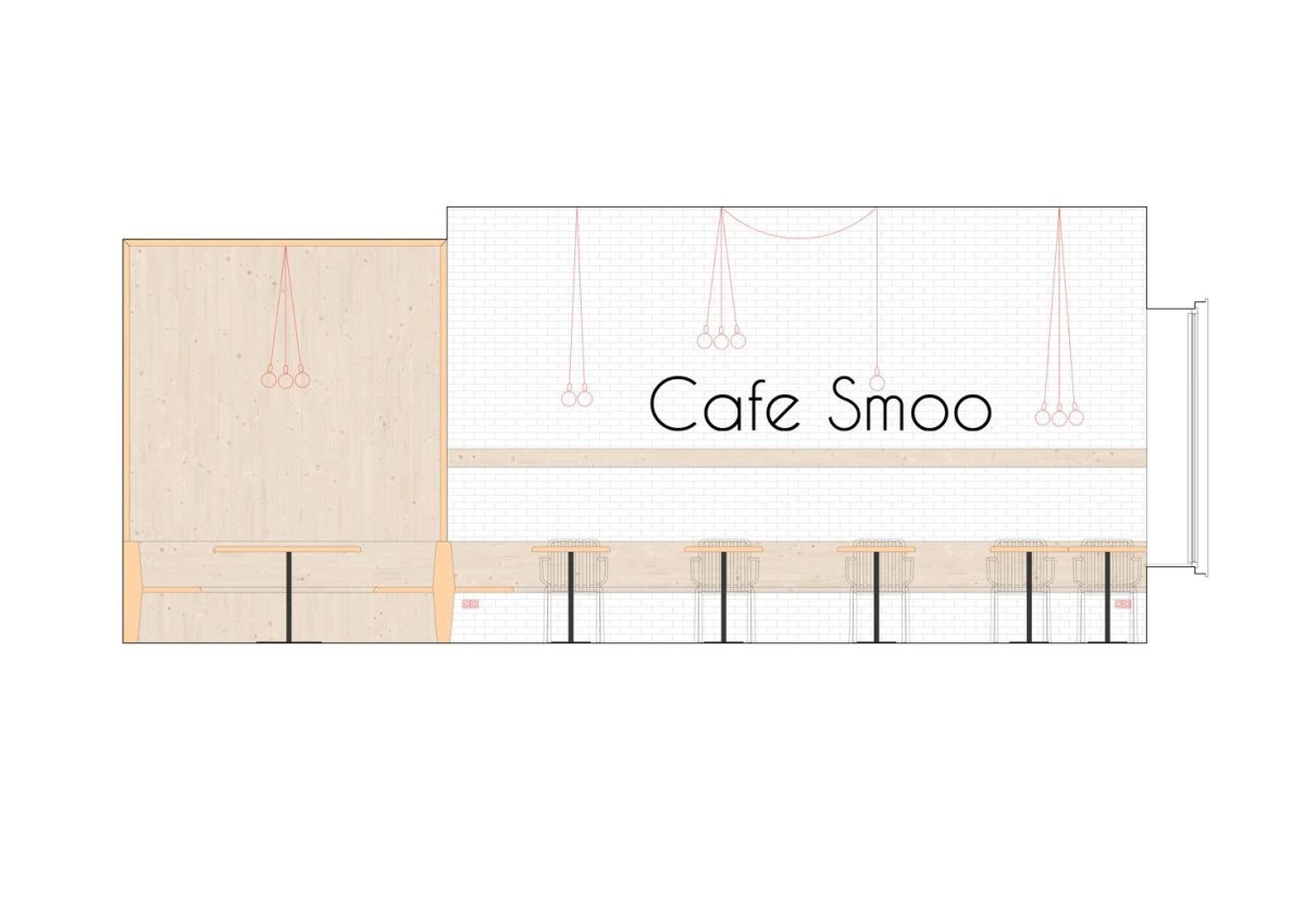 Interiér Cafe Smoo v Příbrami, pohled, Michael Karnet