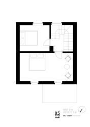 Půdorys 2.NP (Rekonstrukce prvorepublikového domu v údolí, 0,5 Studio)