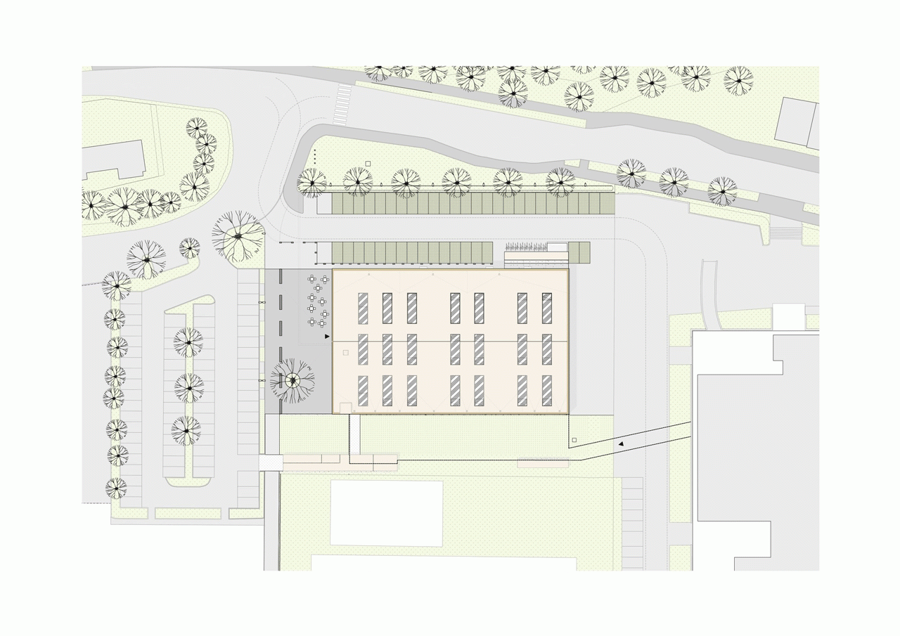 Dietger Wissounig Architekten, Sportovní hala St. Martin, situace - foto