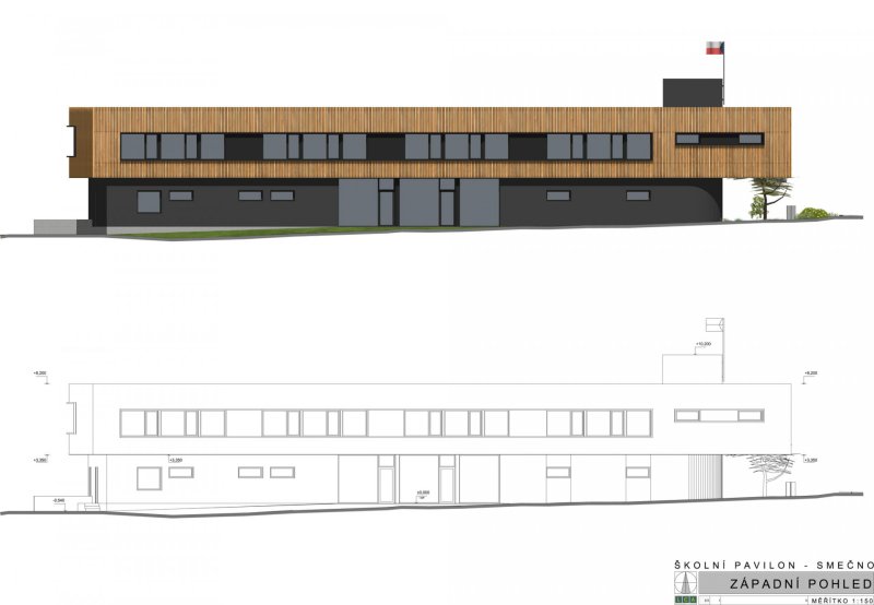 Pavilon ZŠ Smečno, LCArch s.r.o. - pohled západní
