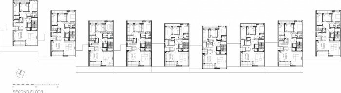 Bytový komplex ROLIČKY, Cakov+partners / Kalin Cakov, Metodiy Monev, Ján Obušek, půdorys 2NP