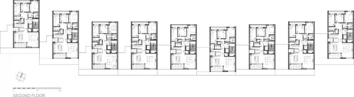 Bytový komplex ROLIČKY, Cakov+partners / Kalin Cakov, Metodiy Monev, Ján Obušek, půdorys 2NP