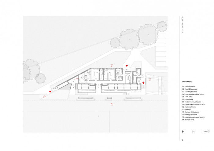 Stadium ‘Luka Šokčević Šaljapin’, půdorys 1NP, GEplus Architects