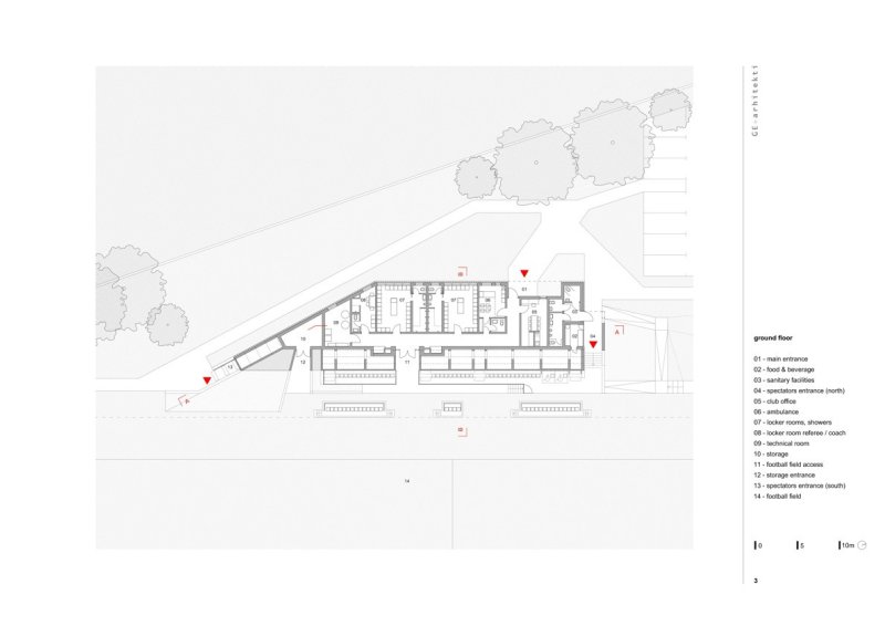 Stadium ‘Luka Šokčević Šaljapin’, půdorys 1NP, GEplus Architects