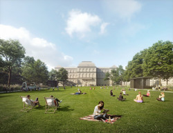 Vítězný návrh nové podoby Senovážného náměstí v Českých Budějovicích - pobytový trávník