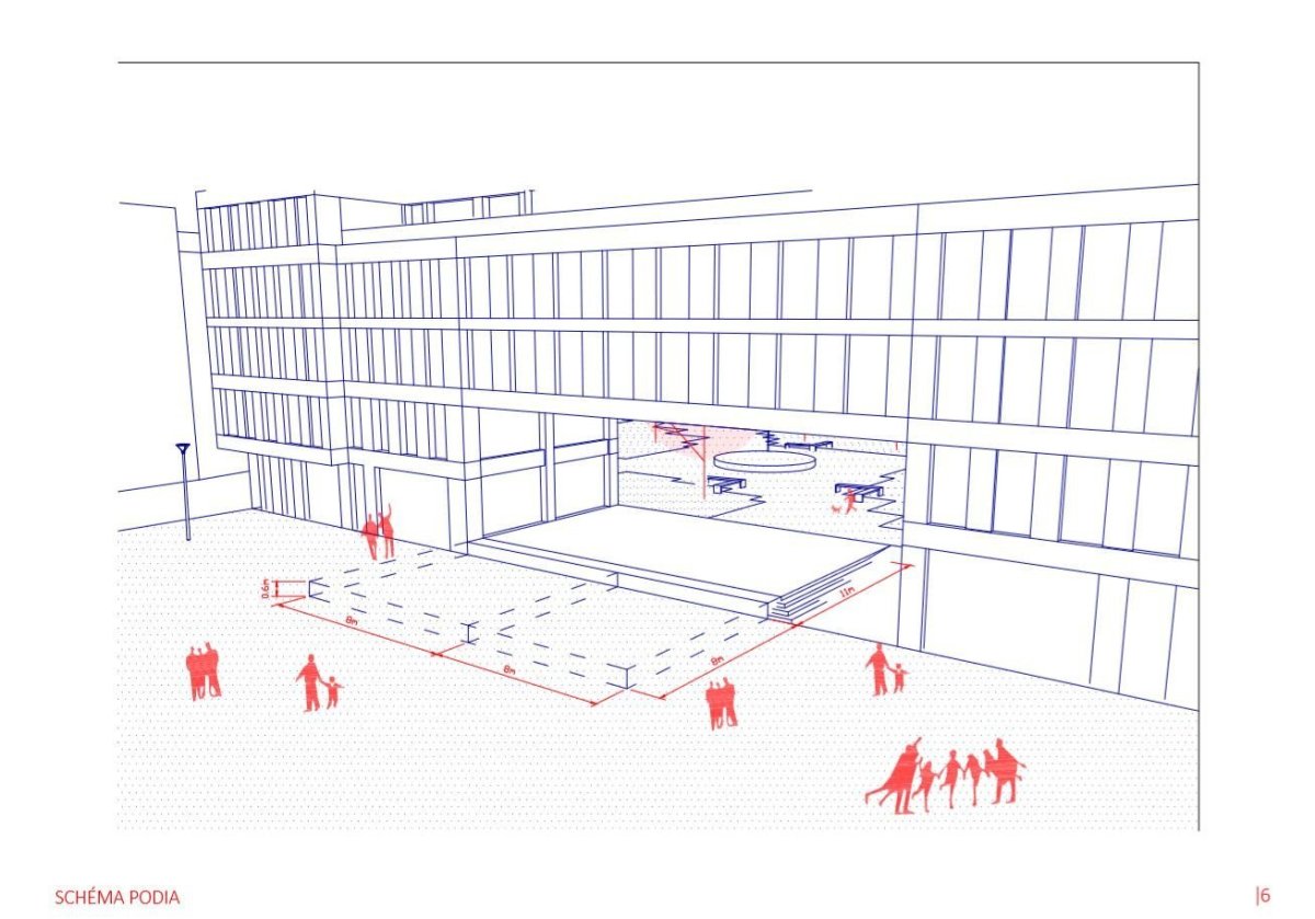 Revitalizace Náměstí Míru ve Zlíně, schéma podia, P.P. Architects