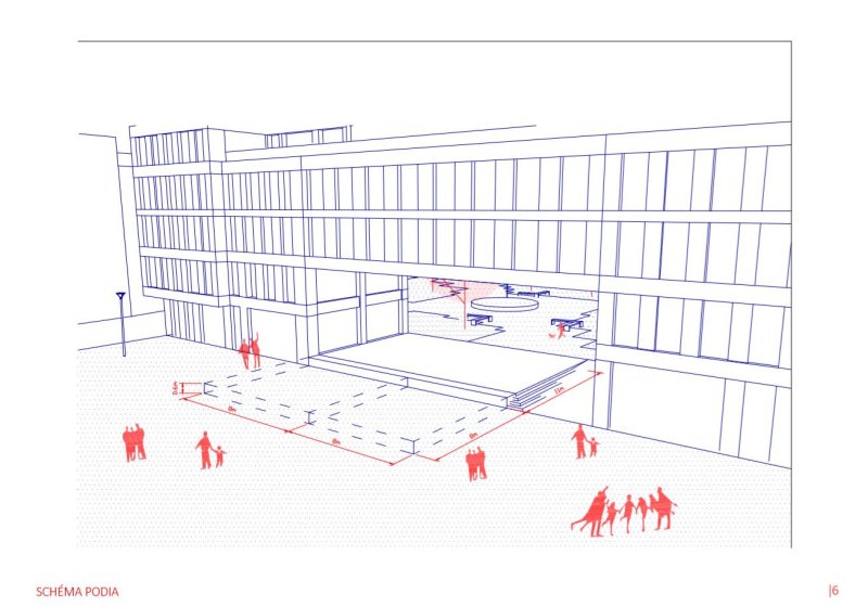 Revitalizace Náměstí Míru ve Zlíně, schéma podia, P.P. Architects