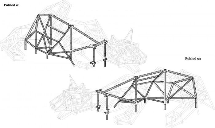 Herní krajina Pecka, Matěj Hájek a Tereza Kučerová (Moloarchitekti s.r.o), výkres rysa