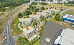 V lukrativní rezidenční oblasti Českých Budějovic roste bytový dům Byty 4 Dvory. (Vizualizace)