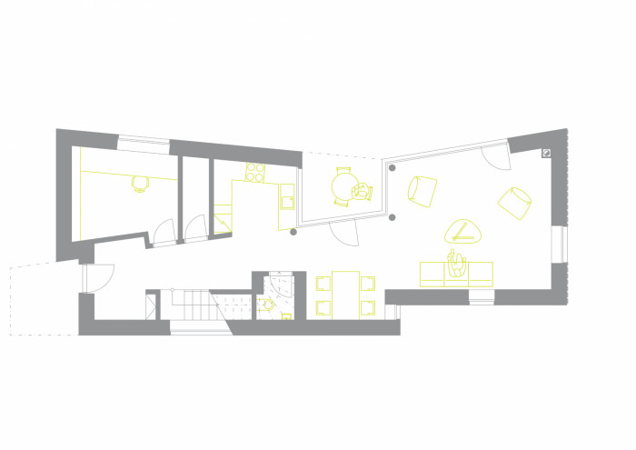 Dům v Lubné, New Work / Svatopluk Sládeček, Jaroslav Matoušek, půdorys 1NP