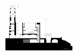 Jiří Lukáš, Centrum Jablonného v Podještědí, kostel/knihovna, řez A-A' – foto