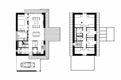 stempel & tesar architekti, Rodinný dům Karasy, půdorys 1. NP a 2. NP – foto
