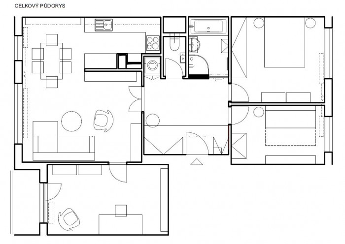 Celkový půdorys, Korkový byt,