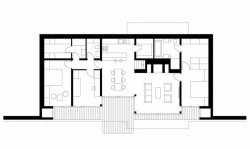 Rodinný dům Klentnice, půdorys 1 PP, Stempel & Tesar architekti